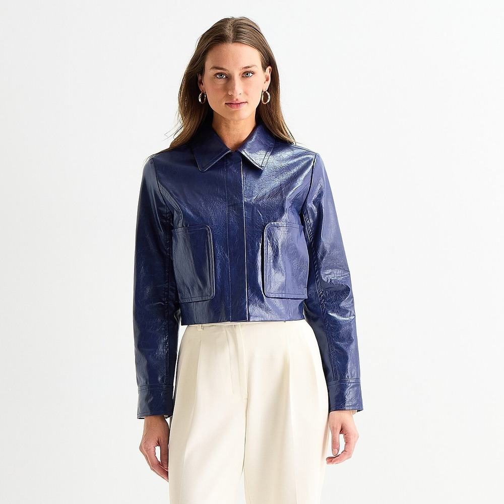 MSRP $98 Worthington Womens 12 September Saphire Midweight Bomber Jacket Faux